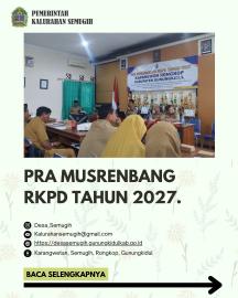 PRA MUSRENBANG RENCANA KERJA PEMERINTAH DAERAH (RKPD) TAHUN 2027.